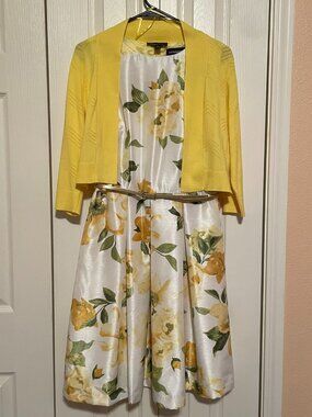 Sundress with yellow flowers and yellow shrug